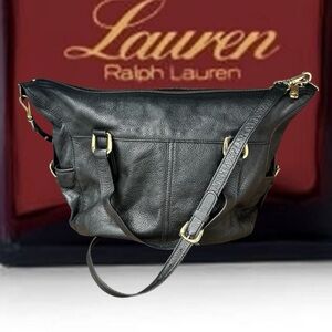 Lauren Ralph Lauren large black pebbled leather convertible bag